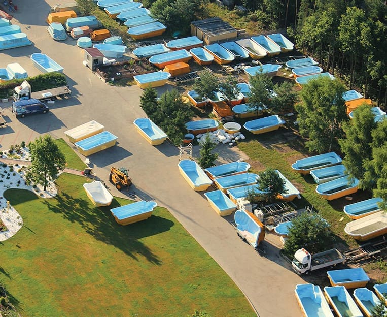 Aerial view of a My Pool Direct swimming pool delivery