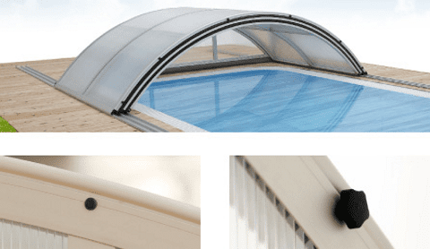 Klasik C telescopic pool enclosure garden installation