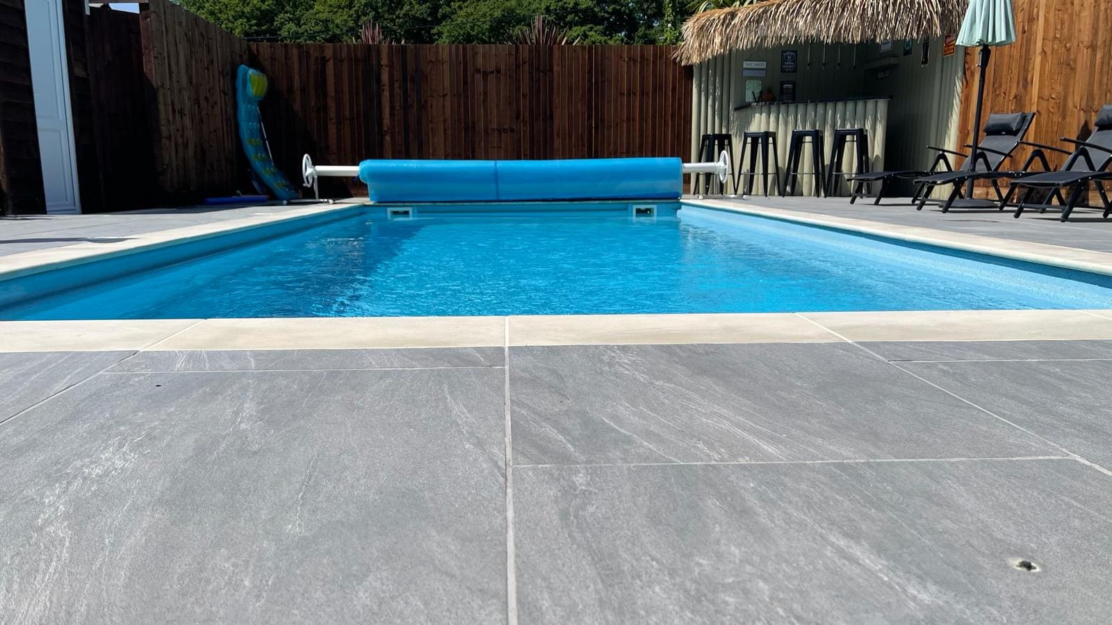 sycillia 8m pool project in metallic blue
