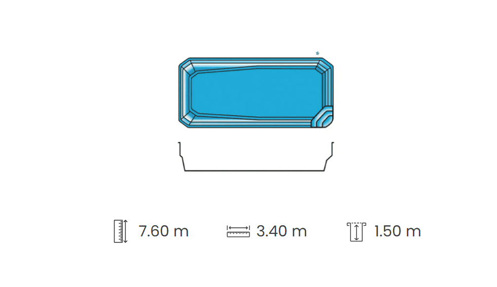 Comfort 760 fibreglass swimming pool