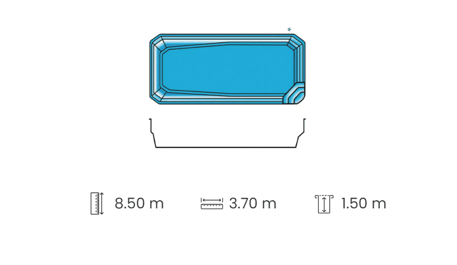 Comfort 850 fibreglass swimming pool