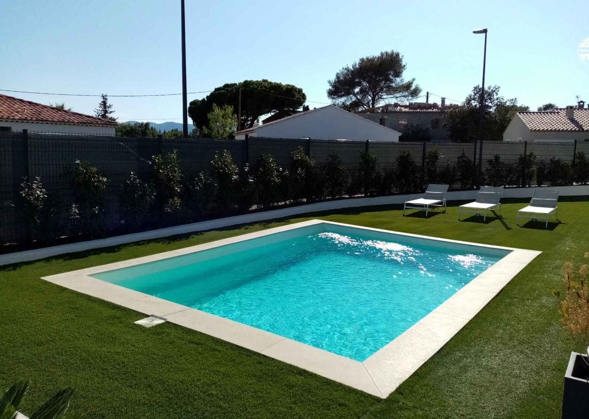 Contemporary rectangular Provence fibreglass swimming pool