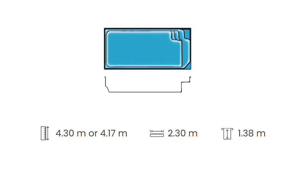 Mini Baby 4.17 pool plan and side profile