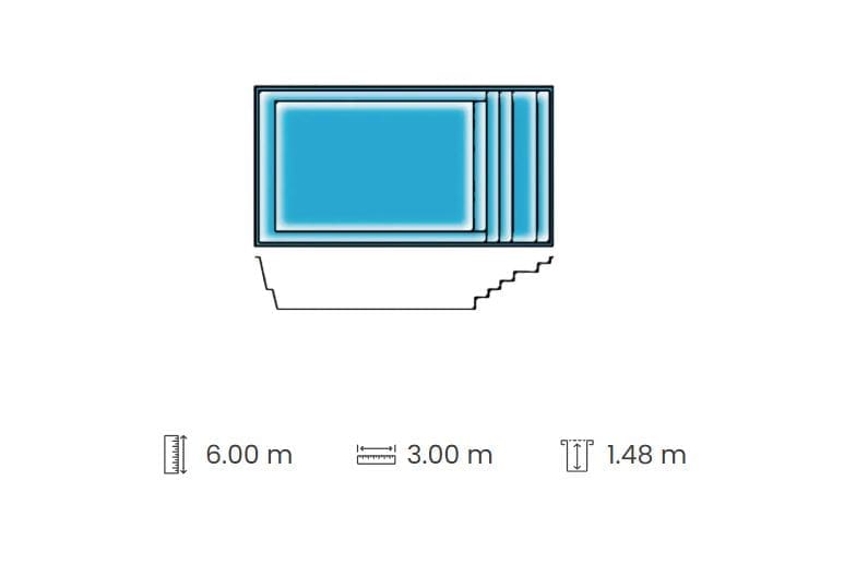 Orlando 6 metre swimming pool technical drawing