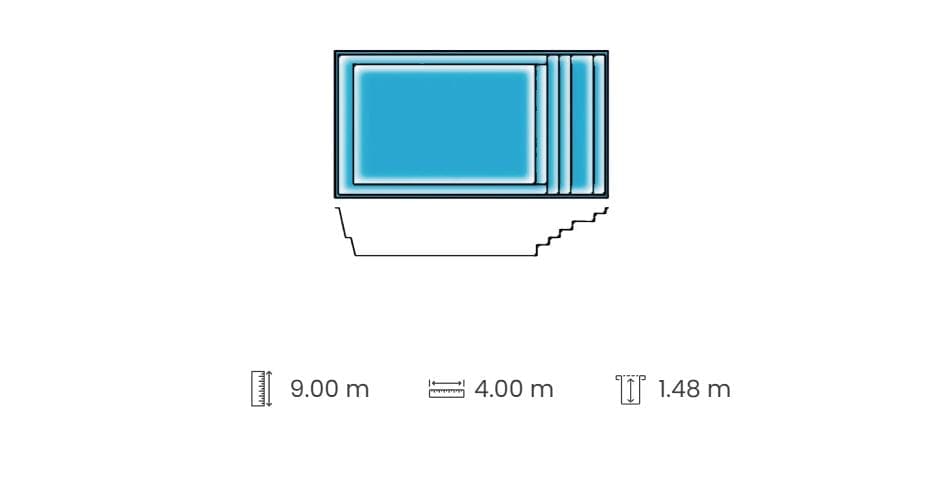 Orlando 9 metre swimming pool technical drawing