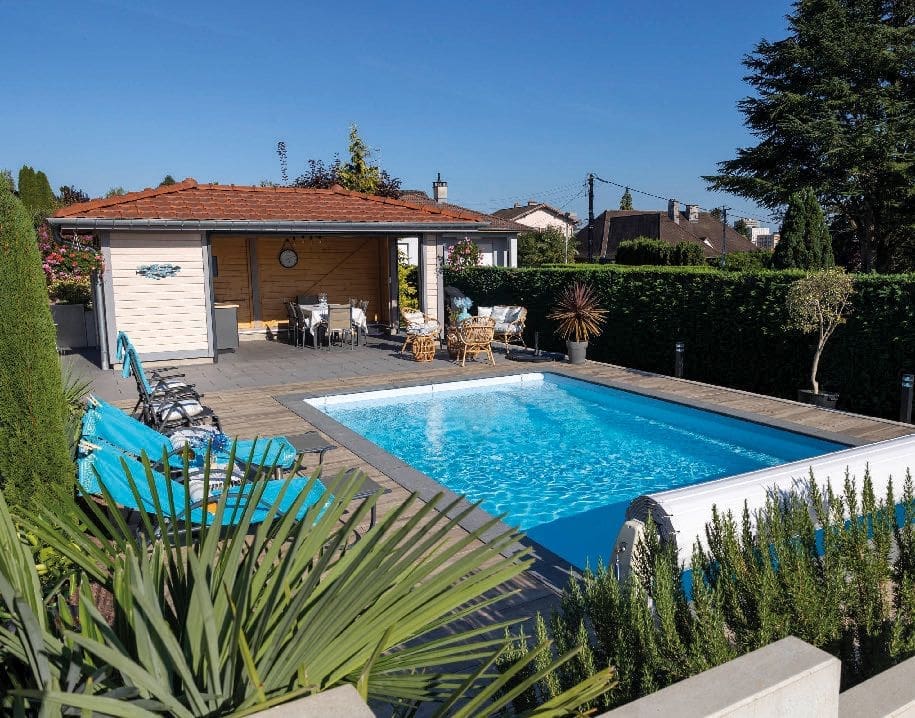 Plaisance Junior fibreglass swimming pool creating a private garden retreat