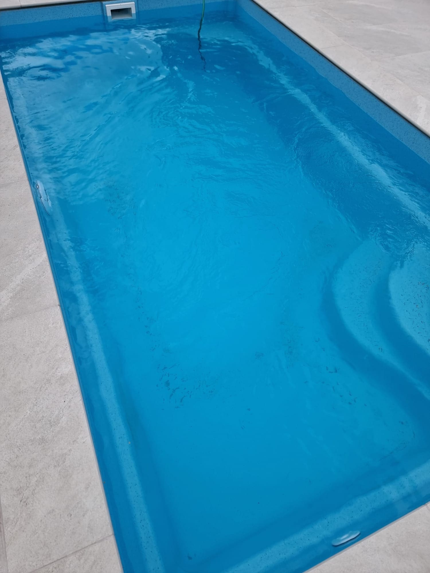 Close view along the interior of the swimming pool