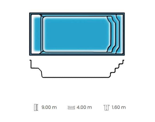 Evolving 9 fibreglass swimming pool