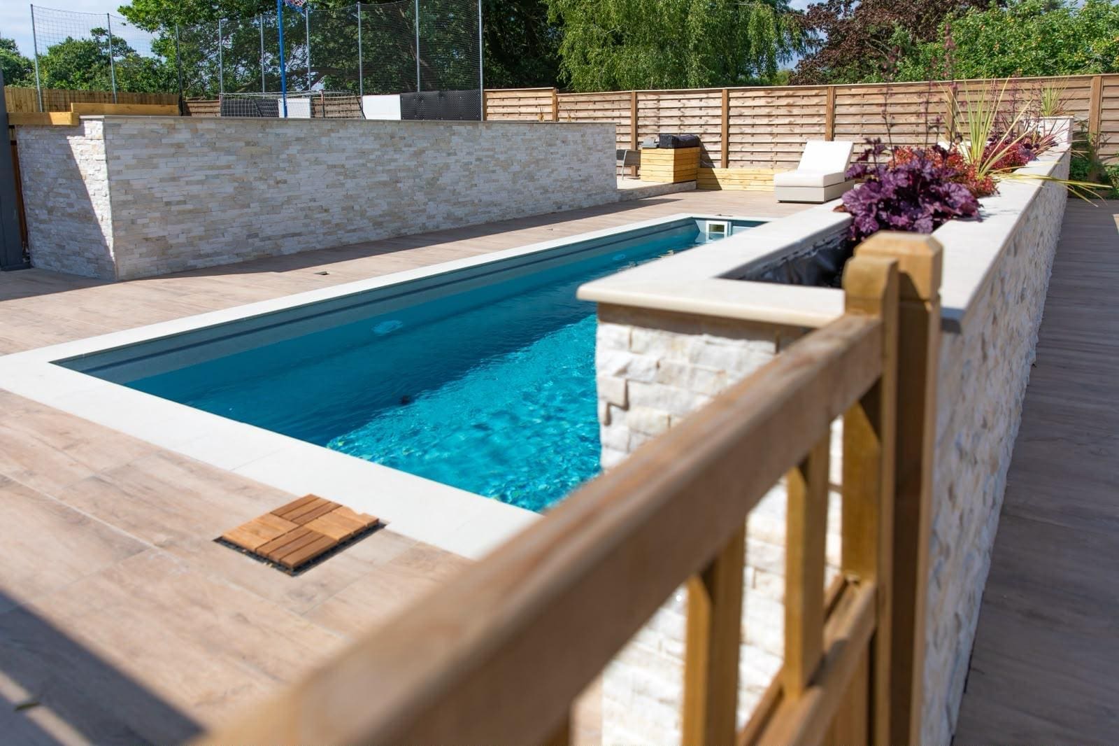 Finished Sycillia pool with clear water and modern styling