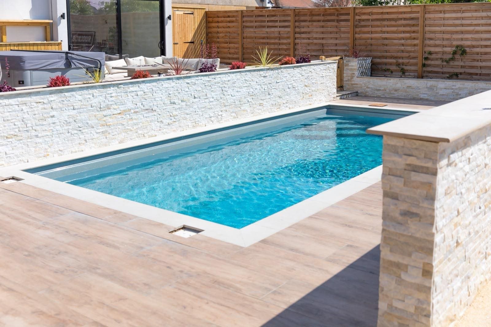 Sycillia 8m x 3.75m Plain Blue swimming pool installation in Durham
