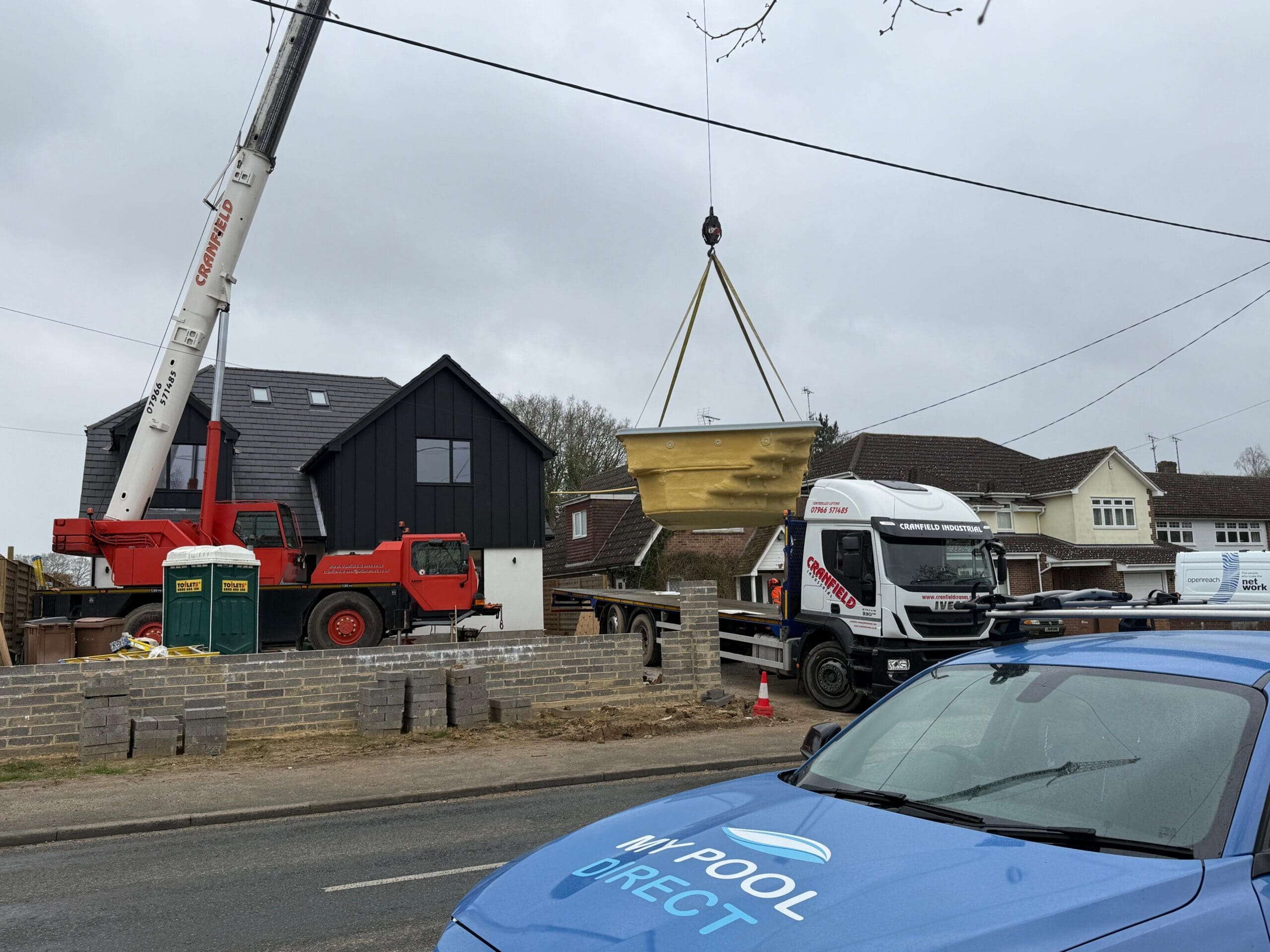 Sycillia swimming pool shell arriving for delivery