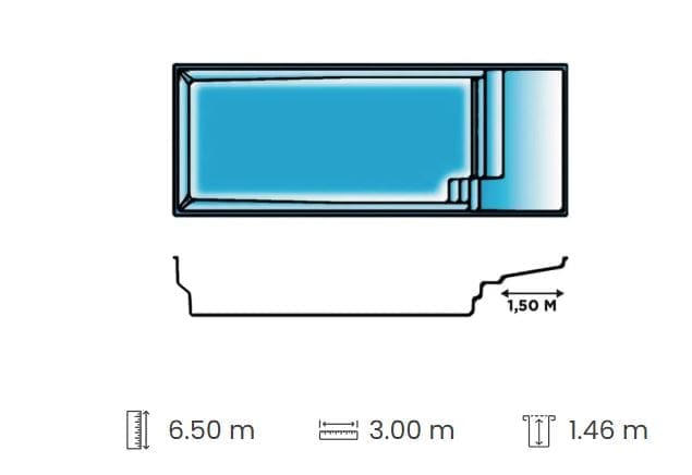 Plaisance 500 Junior Media Beach pool dimensions and layout