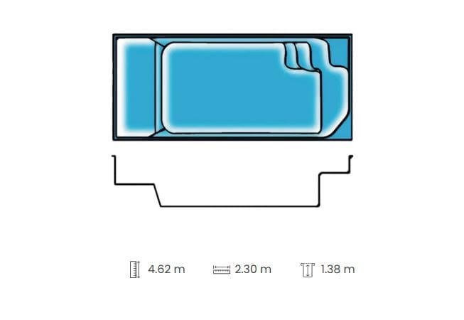 Mini Baby 4.62 pool plan and side profile