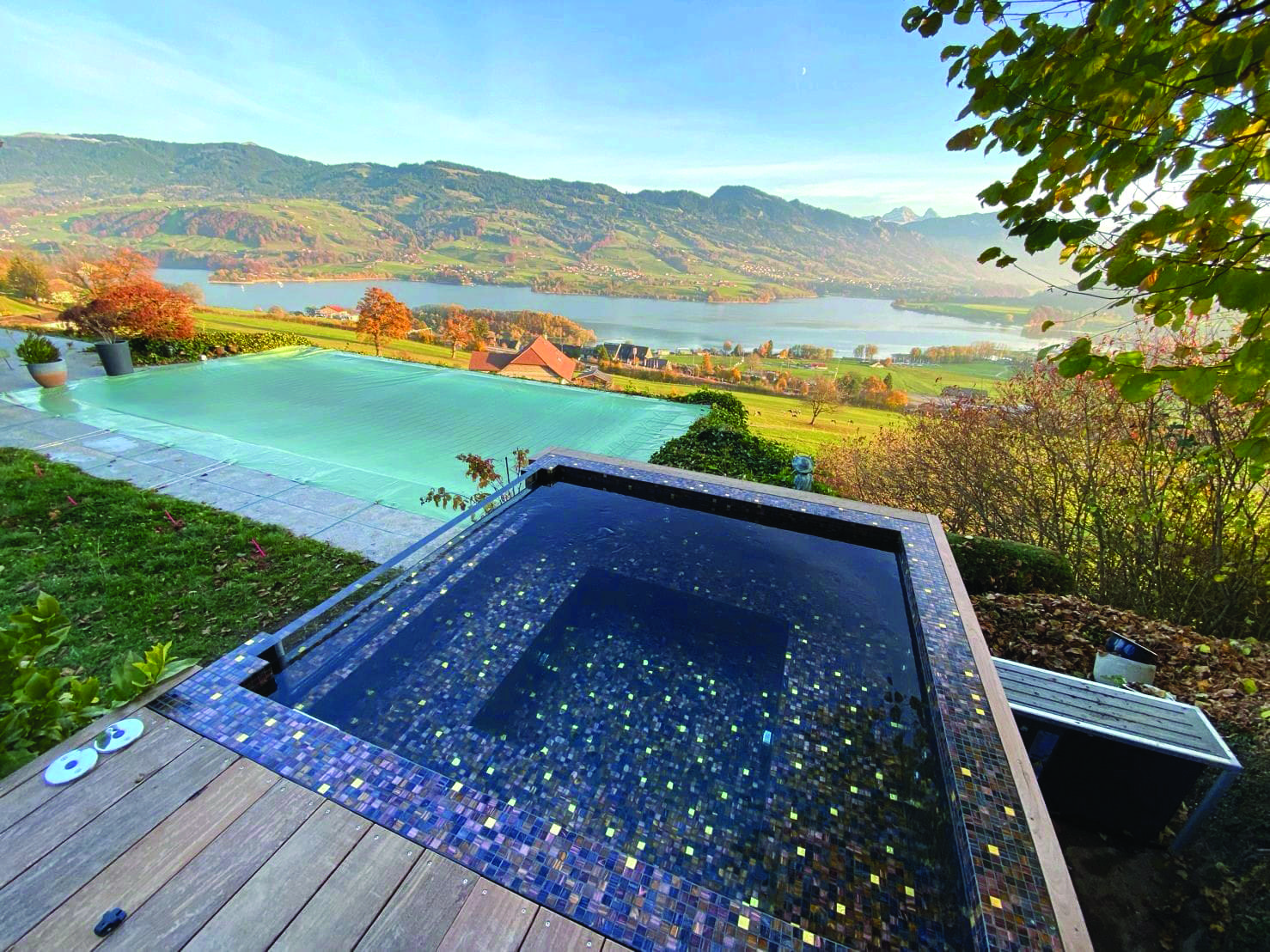 Luxury mosaic tiled swimming pool